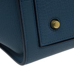 Pre Owned Celine Teal Blue Calfskin Leather Small Tie Tote 