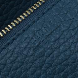 Pre Owned Celine Teal Blue Calfskin Leather Small Tie Tote 