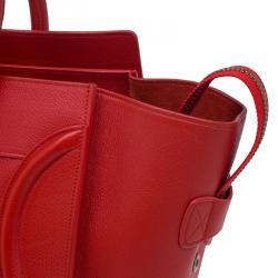 Pre Owned Celine Vermillion Calfskin Leather Mini Luggage Tote