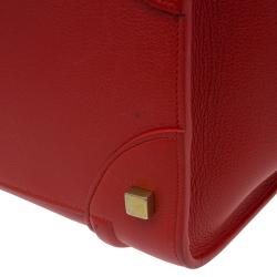 Pre Owned Celine Vermillion Calfskin Leather Mini Luggage Tote