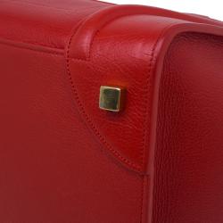 Pre Owned Celine Vermillion Calfskin Leather Mini Luggage Tote