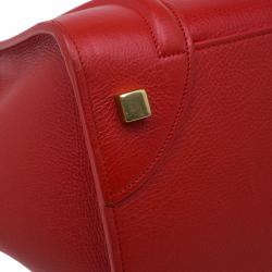 Pre Owned Celine Vermillion Calfskin Leather Mini Luggage Tote