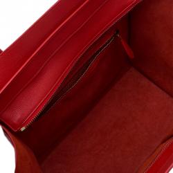 Pre Owned Celine Vermillion Calfskin Leather Mini Luggage Tote