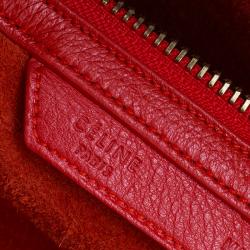 Pre Owned Celine Vermillion Calfskin Leather Mini Luggage Tote
