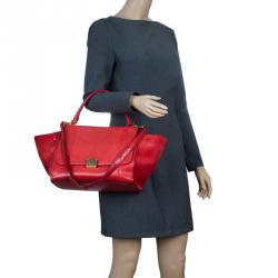Celine Red Python and Suede Medium Trapeze Bag