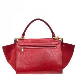 Celine Red Python and Suede Medium Trapeze Bag