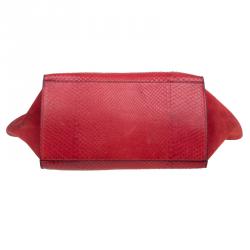 Celine Red Python and Suede Medium Trapeze Bag