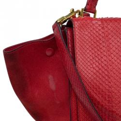 Celine Red Python and Suede Medium Trapeze Bag
