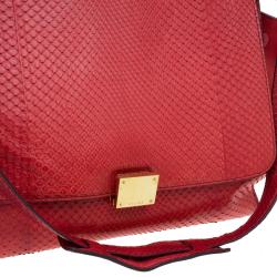 Celine Red Python and Suede Medium Trapeze Bag