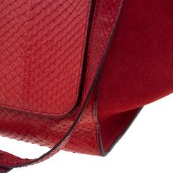 Celine Red Python and Suede Medium Trapeze Bag