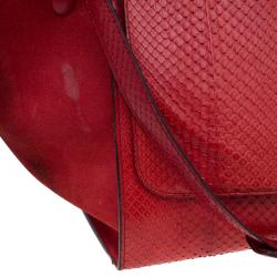 Celine Red Python and Suede Medium Trapeze Bag