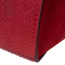 Celine Red Python and Suede Medium Trapeze Bag