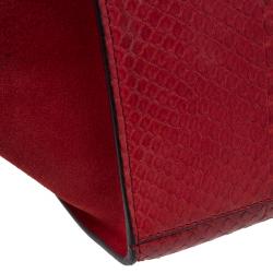 Celine Red Python and Suede Medium Trapeze Bag