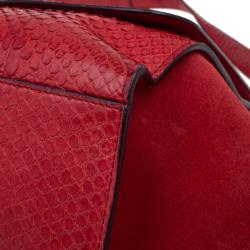 Celine Red Python and Suede Medium Trapeze Bag