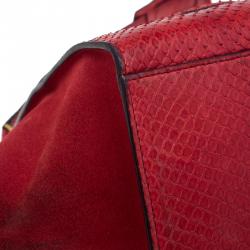 Celine Red Python and Suede Medium Trapeze Bag