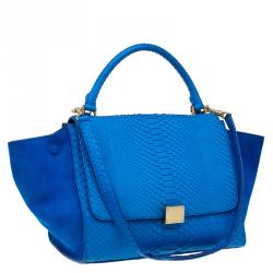 Celine Blue Python/Suede Medium Trapeze Bag