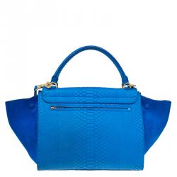 Celine Blue Python/Suede Medium Trapeze Bag