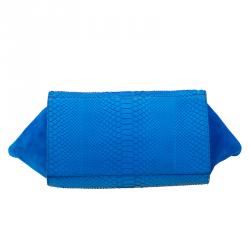 Celine Blue Python/Suede Medium Trapeze Bag