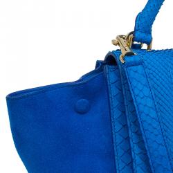 Celine Blue Python/Suede Medium Trapeze Bag