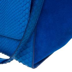 Celine Blue Python/Suede Medium Trapeze Bag
