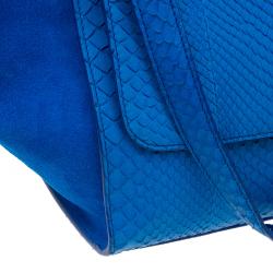 Celine Blue Python/Suede Medium Trapeze Bag