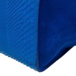 Celine Blue Python/Suede Medium Trapeze Bag