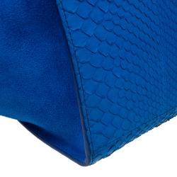 Celine Blue Python/Suede Medium Trapeze Bag