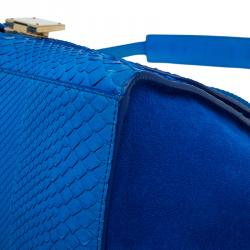 Celine Blue Python/Suede Medium Trapeze Bag