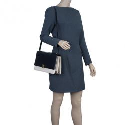 Pre Owned Celine Black and White Calfskin Medium Case Flap Bag