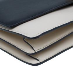 Pre Owned Celine Black and White Calfskin Medium Case Flap Bag