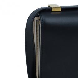 Pre Owned Celine Black and White Calfskin Medium Case Flap Bag