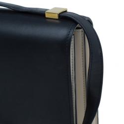 Pre Owned Celine Black and White Calfskin Medium Case Flap Bag