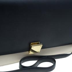 Pre Owned Celine Black and White Calfskin Medium Case Flap Bag