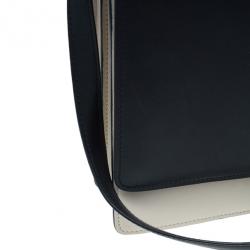 Pre Owned Celine Black and White Calfskin Medium Case Flap Bag