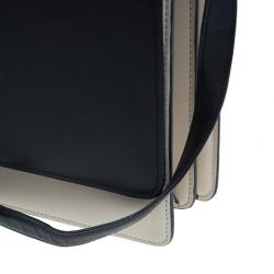 Pre Owned Celine Black and White Calfskin Medium Case Flap Bag