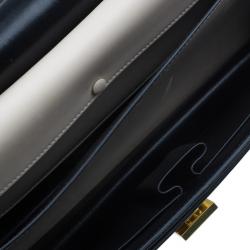 Pre Owned Celine Black and White Calfskin Medium Case Flap Bag