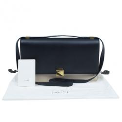 Pre Owned Celine Black and White Calfskin Medium Case Flap Bag