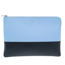 Pre Owned Celine Blue Leather Solo Clutch