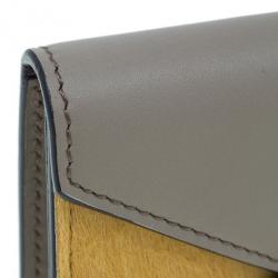 Pre Owned Celine Saffron Pony Hair and Leather Diamond Card Case