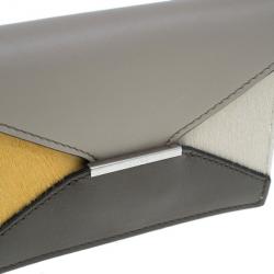 Pre Owned Celine Saffron Pony Hair and Leather Diamond Card Case