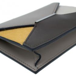 Pre Owned Celine Saffron Pony Hair and Leather Diamond Card Case