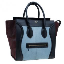 Pre Owned Celine Tricolor Pony Hair Mini Luggage Tote
