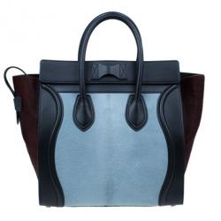 Pre Owned Celine Tricolor Pony Hair Mini Luggage Tote