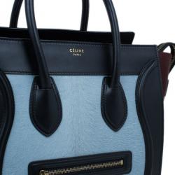 Pre Owned Celine Tricolor Pony Hair Mini Luggage Tote