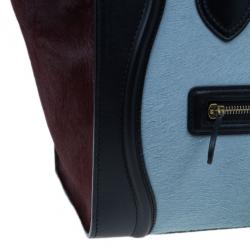 Pre Owned Celine Tricolor Pony Hair Mini Luggage Tote