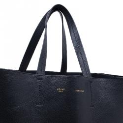 Pre Owned Celine Black Leather Vertical Zipper Gusset Cabas Tote