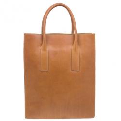 Pre Owned Celine Light Brown Leather Front Flap Tote