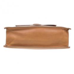 Pre Owned Celine Light Brown Leather Front Flap Tote