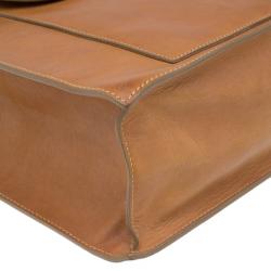 Pre Owned Celine Light Brown Leather Front Flap Tote