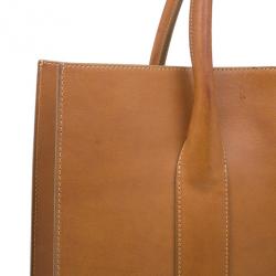 Pre Owned Celine Light Brown Leather Front Flap Tote
